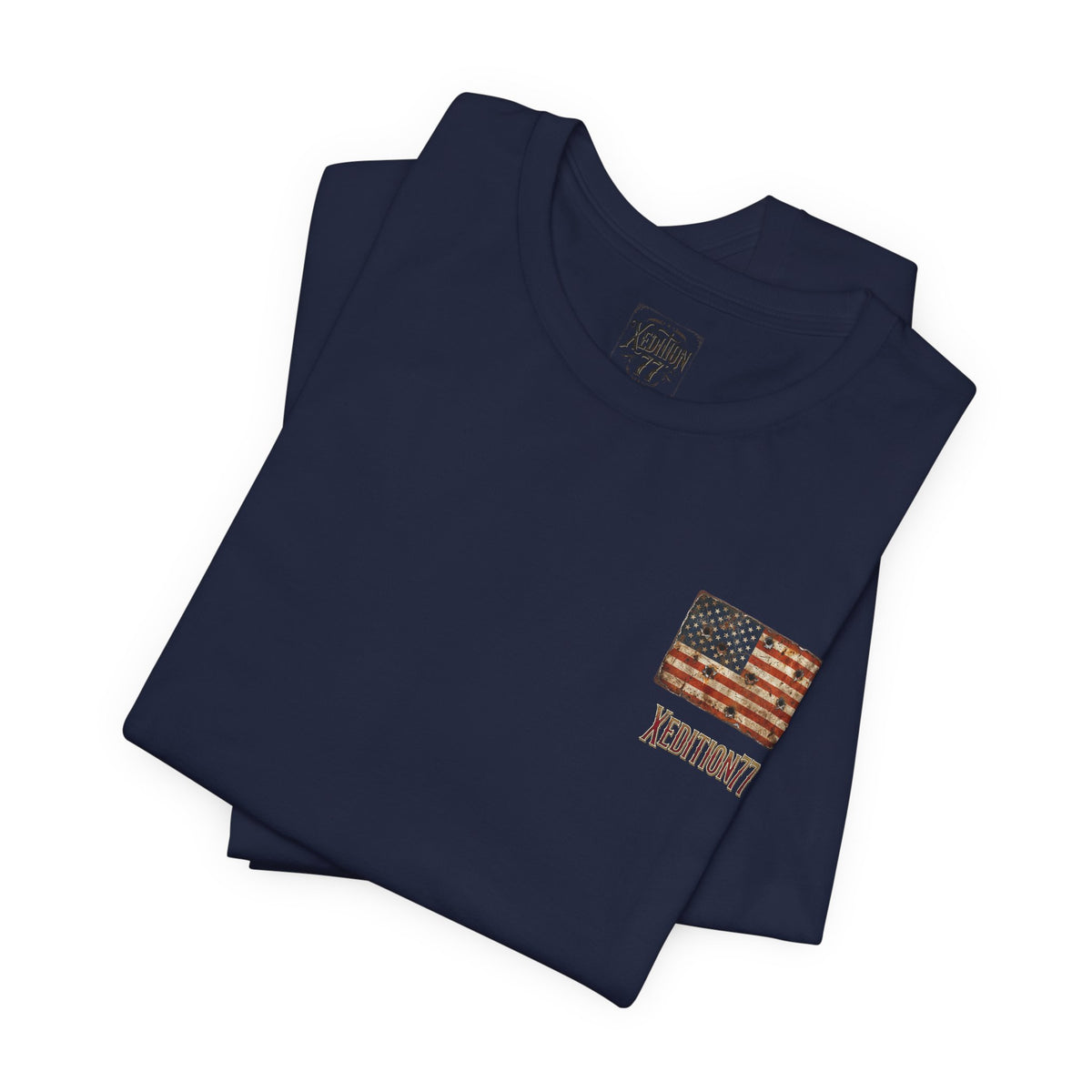 American Flag Pocket T‑Shirt — Rustic USA Patriot Tee with ‘All Veterans’ Text