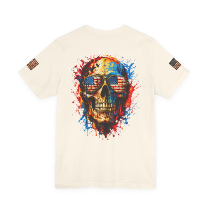American Flag Pocket T‑Shirt — Rustic USA Patriot Tee with ‘All Veterans’ Text