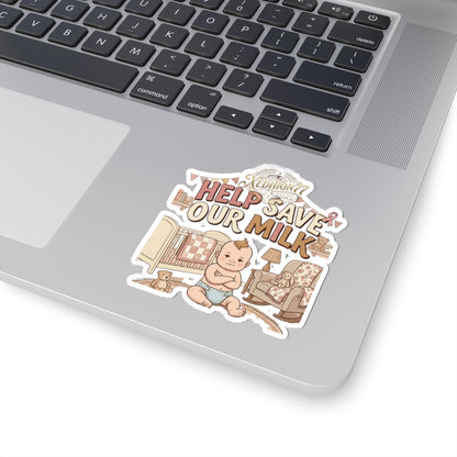 Help Save Our Milk Cut Sticker — Breast Cancer Awareness Baby Sticker