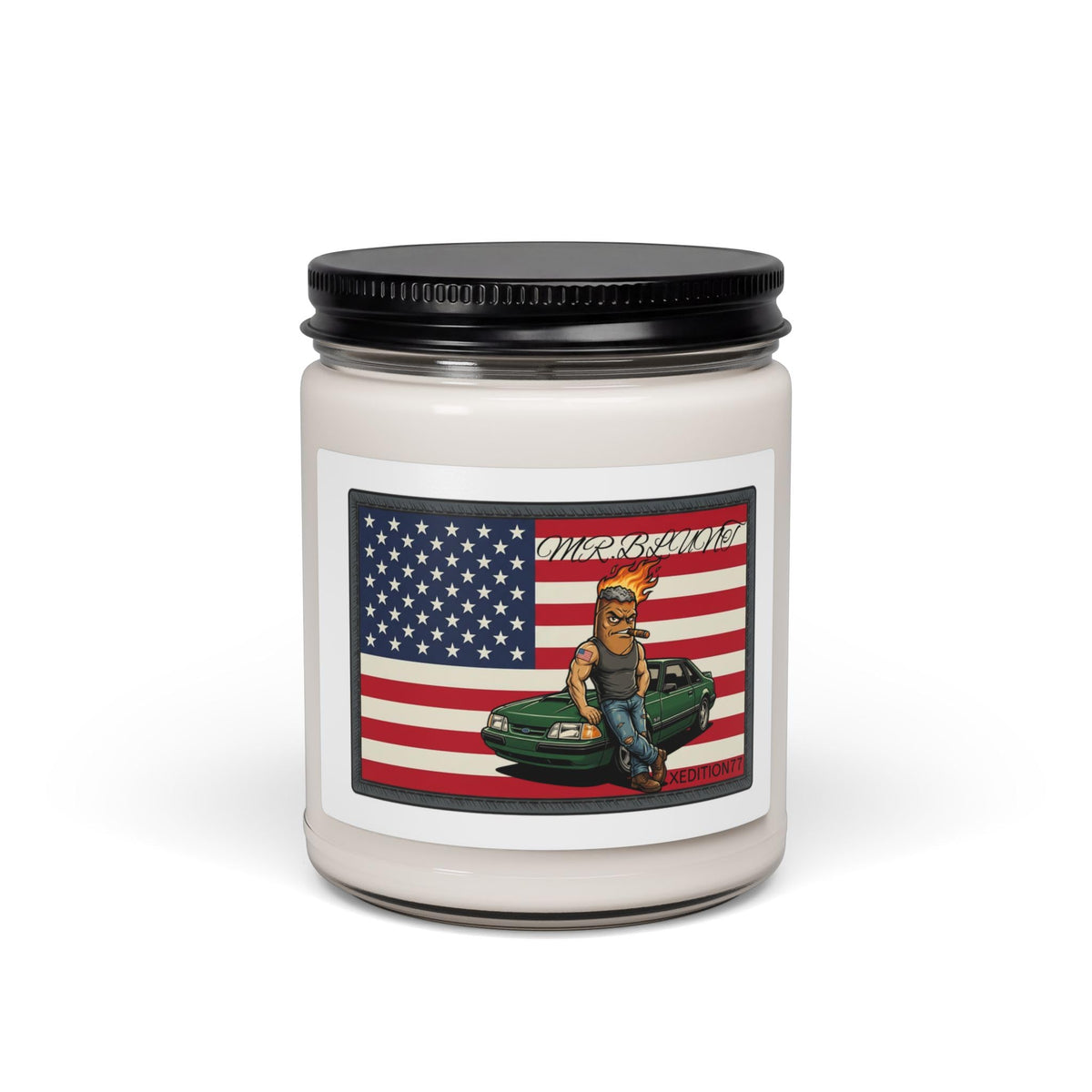 MR.BLUNT WAY OF LIFE American Flag Hot Rod Pinup Candle | 9oz Soy Jar