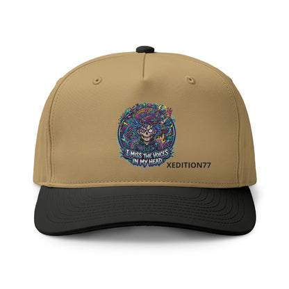 Colorful Psychedelic Tiger Cap — "I Hear the Voices in My Head" Embroidered Two-Tone Hat