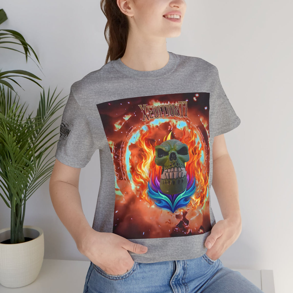 XEDITION77 Flaming Skull Graphic Tee