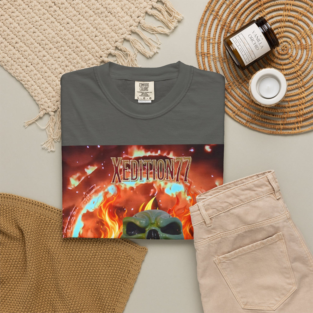 XEDITION77 Skull Flame Graphic T-Shirt