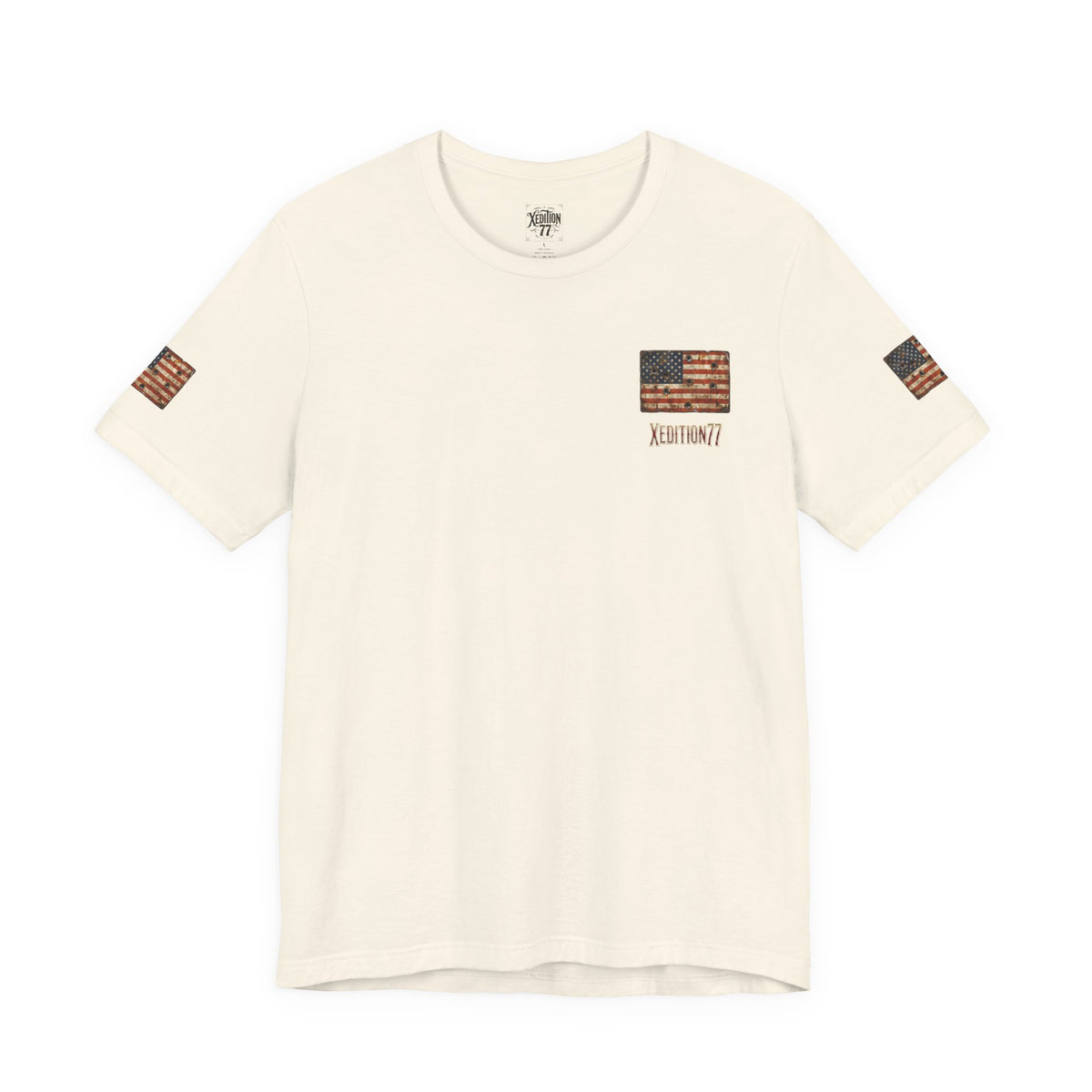 American Flag Pocket T‑Shirt — Rustic USA Patriot Tee with ‘All Veterans’ Text